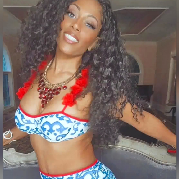 Callie Lives Ruffle Le Fleur: Red White & Blue Swimsuit L XL - Picture 14 of 15